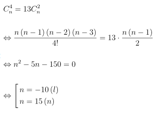 Điều kiện: n ∈ ℕ, với n ≥ 4